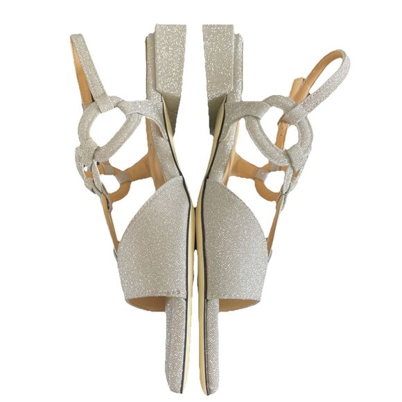 New $499 Ron White Beverly Silver Glitter Special Occasion Sandal Shoes 41 US 10 - Picture 6 of 7